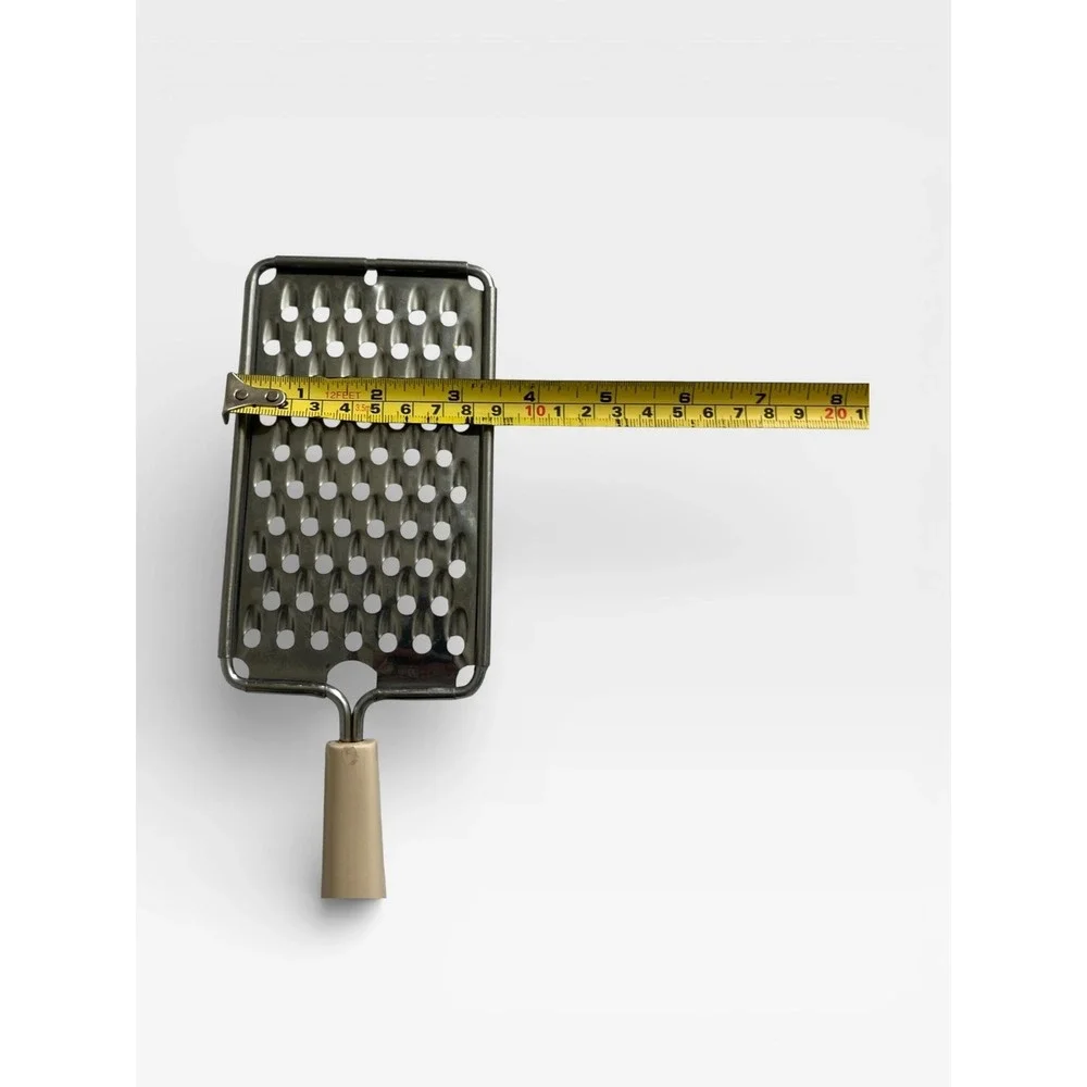 Vintage EKCO USA Stainless Steel Handheld Cheese‎ Grater Almond Tan Handle Retro